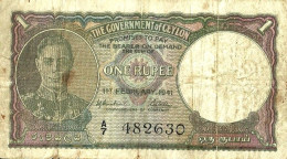 SRI LANKA CEYLON 1 RUPEE PURPLE KGVI MAN FRONT & ELEPHANT BACK DATED 01-02-1941 P.34 F+ READ DESCRIPTION CAREFULLY !!! - Sri Lanka