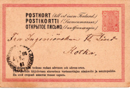 78273 - Finnland - 1882 - 10P Wappen GAKte BahnpostStpl FINSKA ... POSTKUPEEXPEDITION 16 No 2 -> Heinola - Cartas & Documentos