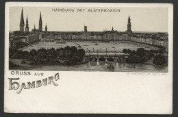 01378*GERMANY*DEUTSCHLAND*GRUSS AUS HAMBURG MIT ALSTERBASSIN*MONOCHROME LITHO* - Mitte