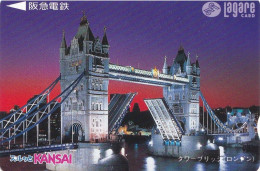 Japan Prepaid Lagare Card 5000 - Kansai London GB England Tower Bridge By Night - Japon