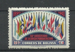 BOLIVIA 1940 Michel 320 MNH Flags Flaggen Pan-American Union - Sellos