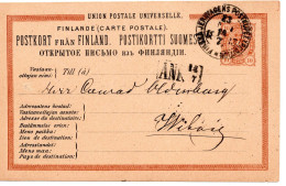 78277 - Finnland - 1883 - 10P Wappen GAKte BahnpostStpl FINSKA ... POSTKUPEEXPEDITION 23 No ... -> Wiborg - Briefe U. Dokumente