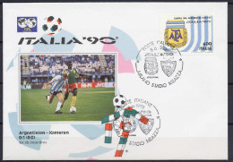 Italy 1990 Football Soccer World Cup Commemorative Cover Match Argentina - Cameroon 0 : 1 - 1990 – Italië