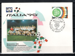 Italy 1990 Football Soccer World Cup Stamp On FDC (Germany World Cup Champion) - 1990 – Italien