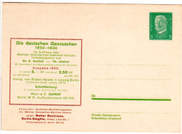 DR, Ungebr. 5 Pf. Privatganzsachenkarte Dr. S. Ascher U. Th. Junker + 5 Zeilen - Other & Unclassified