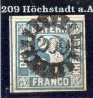 Bayern, MR 209 HÖCHSTADT A.A. Zentrisch Auf Breitrandiger 3 Keuzer V. Bogenrand - Briefe U. Dokumente