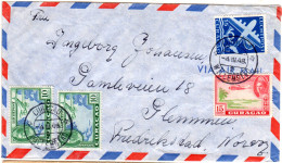 Curacao 1948, 4 Marken Auf Luftpost Brief V. Willemstad N. Norwegen - Curaçao, Nederlandse Antillen, Aruba