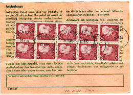 Schweden 1974, MeF 10er-Block 85 öre Rücks. Auf Eil-Paketkarte V. Varberg - Briefe U. Dokumente