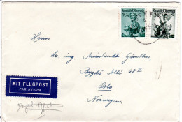 Österreich 1956, 40 G.+3,50 S. Auf Luftpost Brief V. Graz N. Norwegen  - Lettres & Documents