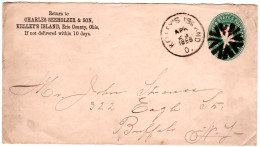 USA 1888, Gebr. 1 C. Ganzsache Brief M. Klarem Stummem Stpl. U.K1 KELLY'S ISLAND - Other & Unclassified