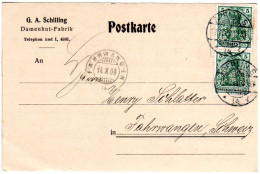 DR 1909, 2x5 Pf. Germania M. Perfin Firmenlochung Auf Firmen Karte V. Berlin S. - Brieven En Documenten