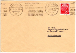 BRD 1958, Augsburg Rudolf Diesel Werbestempel Auf Brief M. 20 Pf. - Automobili