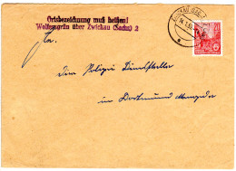 DDR 1959, Landpost Stpl. WOLFERSGRÜN über Zwickau Auf Brief M. 20 Pf. - Lettres & Documents