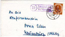 BRD 1952, Landpoststpl. 23 SCHWEINEBRÜCK über Varel Auf Brief M. 4 Pf. Posthorn - Lettres & Documents