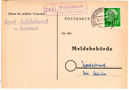 BRD 1956, Landpoststpl. 24b GOLDEBEK über Bredstedt Auf Karte M. 10 Pf.  - Sammlungen