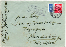 BRD 1955, Landpost Stpl. DRAGE über Friedrichstadt Auf Brief M. 20 Pf.  - Storia Postale