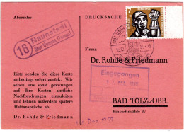 BRD 1959, Landpoststpl. 16 NAUNSTADT über Usingen Auf Karte M. 7+3 Pf. - Lettres & Documents