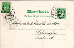 Norwegen 1905, 5 öre Zusatzfr. Auf 5 öre Ganzsache V. VINSTRA N. Finnland - Storia Postale