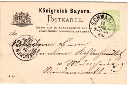 Bayern 1889, K1 SCHWABING Klar Auf 3 Pf. Orts Ganzsache - Storia Postale