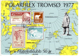 Norwegen 1977, Polarfilex Tromsö Minneblokk Des Troms Filatelistklubb  - Lettres & Documents