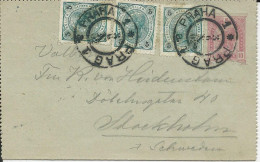 Österreich 1902, 3x5 H. Zus.fr. Auf 10 H. Karten Brief V. Prag N. Schweden. - Lettres & Documents