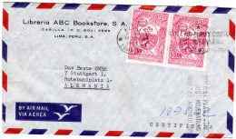 Peru 1965, MeF 2x3 S. Tabak Auf Luftpost Brief V. Lima N. Deutschland - Perú