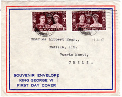 GB 1937, 2x1 1/2d On King George Coronation FDC To Chile - Sonstige & Ohne Zuordnung