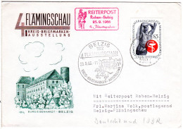 DDR 1966, 4. Flämingschau Briefmarken-Ausstellung M. Reiterpost Raben-Belzig - Briefmarkenausstellungen