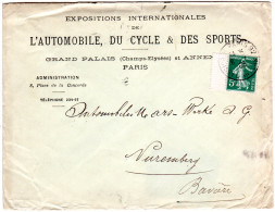 Frankreich 1908, 25 C. Auf Schönem Umschlag Cycle 6 Automobile Industriels - Other & Unclassified