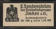 GERMANY 3RD REICH BEE MASTER SOCIETY POSTER STAMP NG WW2 Swastika Nazi BEES HONEYBEES - Honeybees