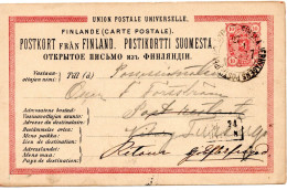 78281 - Finnland - 1887 - 10P Wappen GAKte BahnpostStpl FINSKA ... POSTKUPEEXPEDITION 27 No 1 -> Viborg - Covers & Documents