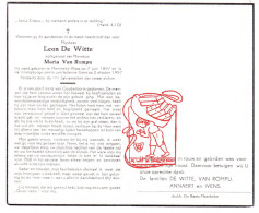 DP Leon De Witte ° Moerbeke Waas 1897 † Gent 1957 X Maria Van Rompu // Annaert Ivens - Devotieprenten