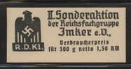 GERMANY 3RD REICH BEE MASTER SOCIETY POSTER STAMP NG WW2 Swastika Nazi BEES HONEYBEES - Otros & Sin Clasificación