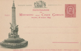 2459  - REGNO - Cartolina Postale - Ardesia - Da Cent. 10 Rosa - NUOVA - 18 Marzo 1895 - "CINQUE GIORNATE DI MILANO" - Entiers Postaux