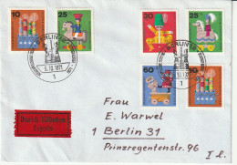 Berlin, FDC Mi.-Nr. 412-15, Als Eilboten Gelaufen, Mit Ak-St. - Storia Postale