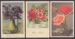 117889/ Fleurs, Lot De 3 Cartes - Nouvel An