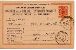 78285 - Finnland - 1882 - 10P Wappen GAKte HELSINGFORS -> BahnpostStpl FINSKA ... POSTKUPEEXPEDITION 41 No 3 -> ... - Lettres & Documents