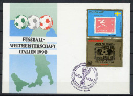 Paraguay 1988 Football Soccer World Cup Stamp With Label On FDC - 1990 – Italie