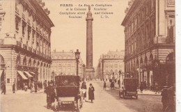 75. PARIS 1er. CPA  . LA RUE DE CASTIGLIONE ET LA COLONNE VENDOME. ANIMATION. ANNEE 1952 + TEXTE - Arrondissement: 01