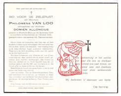 DP Philomena Van Loo ° Moerbeke Waas 1870 † Wachtebeke 1954 X Domien Alloncius - Devotieprenten