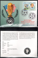 Cook Islands 1994 Football Soccer World Cup Commemorative Numismatic Cover With 5 $ Silver Coin - 1994 – États-Unis