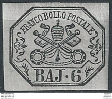 1864 Pontificio 6 Baj Grigio Perla MNH Sassone N. 7Aa - Stato Pontificio