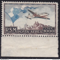 1951 SAN MARINO, PA N° 99 ,  'Bandierone'  , MNH** , Certificato Diena - Posta Aerea