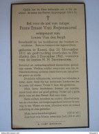 Doodsprentje Frans Ernest Van Regenmortel Kessel 1911 Mechelen 1942 Reserve Luitenant Echt Louisa Van Den Bergh - Devotion Images