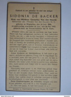 Doodsprentje Sidonia De Backer Westerloo 1866 Lier 1943 Wed. Cornelius Van Den Heuvel - Devotieprenten