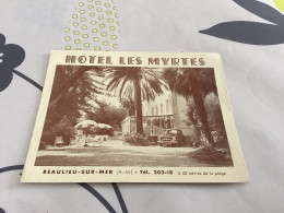 BEAULIEU. Hôtel Les. Myrtes. Dépliant Publicitaire FRAIS DE PORT OFFERT - Beaulieu-sur-Mer