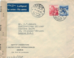 Inst. Univ. Etude Int. Geneve 1943 > E. T. Osborn London - Zensur OKW & Brit. Examiner - Storia Postale