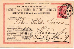 78291 - Finnland - 1888 - 10P Wappen GAKte BahnpostStpl FINSKA ... POSTKUPEEXPEDITION 45 No 7 -> HELSINGFORS - Briefe U. Dokumente