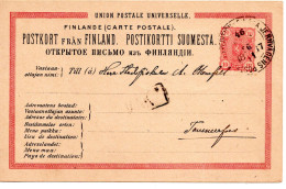 78292 - Finnland - 1887 - 10P Wappen GAKte BahnpostStpl FINSKA ... POSTKUPEEXPEDITION 46 No ... -> Tammerfors - Covers & Documents