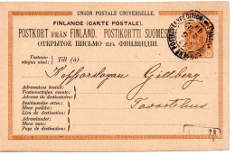 78293 - Finnland - 1882 - 10P Wappen GAKte BahnpostStpl FINSKA ... POSTKUPEEXPEDITION 47 No 6 -> Tavastehus - Cartas & Documentos